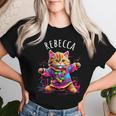 レベッカ 踊る子猫デザイン 女の子 名前 レベッカ レディースTシャツ 彼女への贈り物