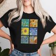ヴァン・ゴッホコラージュ 星月夜 ひまわり アーモンドの花 レディースTシャツ 彼女への贈り物