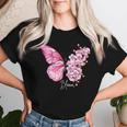 蝶と花、日本の桜と蝶 レディースTシャツ 彼女への贈り物