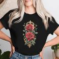 赤いバラ 花 ボタニスト 庭の花 赤いバラ 長袖tシャツ レディースTシャツ 彼女への贈り物