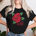 赤いバラとi'm A Wild Roseの花のデザイン レディースTシャツ 彼女への贈り物