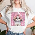 コケット 弓 シーズー 女の子 犬 ママ 母の日 ピンク レディースTシャツ 彼女への贈り物