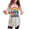Lgbtq Love Is Love Gay Pride Lgbt Ally Rainbow Flagintage レディースオーバーサイズコンフォートTシャツ Ivory