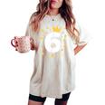 キッズ 誕生日 数字 6歳 男の子 女の子 キング クイーン レディースオーバーサイズコンフォートTシャツ Ivory