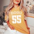 55 歳 誕生日 五十五歳 祝い 55歳 55才 お祝い 男性 女性 ユニフォーム バックプリント レディースオーバーサイズコンフォートTシャツ Mustard