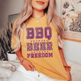 Bbq Beer Freedom シャツ ビンテージ レディースオーバーサイズコンフォートTシャツ Mustard