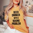Beer Drinker With A Boxing Problem おもしろワークアウトボクサー 長袖tシャツ レディースオーバーサイズコンフォートTシャツ Mustard