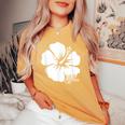 ハイビスカス 花 アロハ ハワイ ハワイ諸島 ビーチ サーフィン レディースオーバーサイズコンフォートTシャツ Mustard