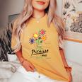 パブロ・ピカソ 平和の花 作品 描画 Papl2192 レディースオーバーサイズコンフォートTシャツ Mustard