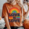 Lgbtq Love Is Love Gay Pride Lgbt Ally Rainbow Flagintage レディースオーバーサイズコンフォートTシャツ Yam