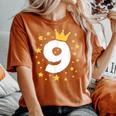 キッズ 誕生日 数字 9歳 男の子 女の子 キング クイーン レディースオーバーサイズコンフォートTシャツ Yam