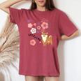柴犬 梅の花 和柄 かわいいイラスト 犬好き お花見 レディースオーバーサイズコンフォートTシャツ Crimson