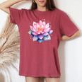 蓮の花 ユリパッド、自然、花、ビューティーアート レディースオーバーサイズコンフォートTシャツ Crimson
