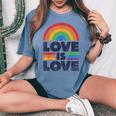 Lgbtq Love Is Love Gay Pride Lgbt Ally Rainbow Flagintage レディースオーバーサイズコンフォートTシャツ Blue Jean