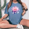 蓮の花 ユリパッド、自然、花、ビューティーアート レディースオーバーサイズコンフォートTシャツ Blue Jean