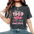 57歳 1969年2月 花柄 57歳 誕生日 男性 女性 レディースオーバーサイズコンフォートTシャツ Pepper