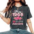 60歳 1966年5月 花柄 60歳 誕生日 男性 女性 レディースオーバーサイズコンフォートTシャツ Pepper