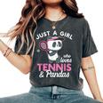 Just A Girl Who Love Tennis & Pandas パンダテニス愛好家 レディースオーバーサイズコンフォートTシャツ Pepper
