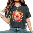 いちご モルモット 水彩 花柄 かわいい モルモット レディースオーバーサイズコンフォートTシャツ Pepper