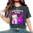 キッズ 4歳の誕生日、4歳の女の子、子猫、番号4 レディースオーバーサイズコンフォートTシャツ Pepper