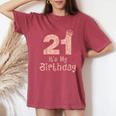 21 It's My Birthday 21歳 Happy 21歳の誕生日 女の子 レディースオーバーサイズコンフォートTシャツ Crimson