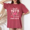 51歳 1975年4月 花柄 51歳 誕生日 男性 女性 レディースオーバーサイズコンフォートTシャツ Crimson