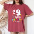 9歳 誕生日 ハッピーバースデー 9歳 男の子 女の子 9歳 レディースオーバーサイズコンフォートTシャツ Crimson