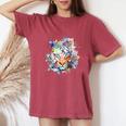 Beelegant 加熱虎 水彩画 面白い虎 レディースオーバーサイズコンフォートTシャツ Crimson