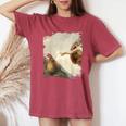 Creation Of Chicken Adam クラシック ミケランジェロ ニワトリ ファニー レディースオーバーサイズコンフォートTシャツ Crimson