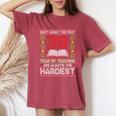Dont Worry First 38 Years Teaching Are Hard Teacher 長袖tシャツ レディースオーバーサイズコンフォートTシャツ Crimson