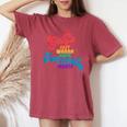 Girls Just Wanna Have Fundamental Rights カラフル レインボー レディースオーバーサイズコンフォートTシャツ Crimson