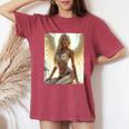 Hot Girl On 男性用 セクシーな天使の座り グランジ 長袖tシャツ レディースオーバーサイズコンフォートTシャツ Crimson