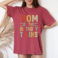 Mom Of The Birthday Twins Family Matching Bday Party Women's Oversized Comfort T-Shirt Crimson
