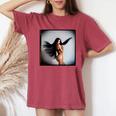 Pinup Girl 男性用 セクシーなブルネットファッションモデル 長袖tシャツ レディースオーバーサイズコンフォートTシャツ Crimson