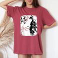 Samurai Giraffe Ninja Budo Japan Worrior Cherry Blosson レディースオーバーサイズコンフォートTシャツ Crimson