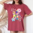 うさぎ花 レディースオーバーサイズコンフォートTシャツ Crimson