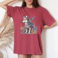 かわいいオオカミ 花 I キッズ オオカミ 長袖tシャツ レディースオーバーサイズコンフォートTシャツ Crimson