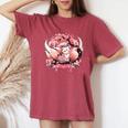 キツネ キツネ 九尾キツネ 桜花 レディースオーバーサイズコンフォートTシャツ Crimson