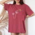 タンポポの花 インコ 鳥好き レディースオーバーサイズコンフォートTシャツ Crimson
