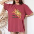 ミモザ 花柄 Little Bright Days ナチュラル 春カラー フラワーデザイン 長袖tシャツ レディースオーバーサイズコンフォートTシャツ Crimson