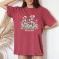 ワイルドフラワー ボヘミアン 砂漠の花 レディースオーバーサイズコンフォートTシャツ Crimson