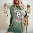 Just A Girl Who Love Tennis & Pandas パンダテニス愛好家 レディースオーバーサイズコンフォートTシャツ Moss