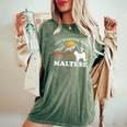 Life Better マルチーズ ビンテージ Dog Mom Dad レディースオーバーサイズコンフォートTシャツ Moss
