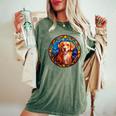 Novacotia Duck Tolling Retriever Toller Dog ステンドグラス レディースオーバーサイズコンフォートTシャツ Moss