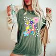 うさぎ花 レディースオーバーサイズコンフォートTシャツ Moss