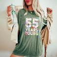面白い 55 歳 若い55歳の誕生日おめでとうシャツ 男性用 女性用 レディースオーバーサイズコンフォートTシャツ Moss