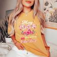 60歳 1966年5月 花柄 60歳 誕生日 男性 女性 レディースオーバーサイズコンフォートTシャツ Mustard