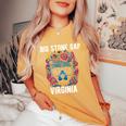 Bigtone Gap バージニア Usa クマと花のデザイン 長袖tシャツ レディースオーバーサイズコンフォートTシャツ Mustard