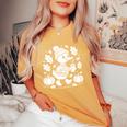 Cozyeason Duck かわいい 秋 パンプキン スパイス 秋 コーヒー 長袖tシャツ レディースオーバーサイズコンフォートTシャツ Mustard