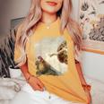 Creation Of Chicken Adam クラシック ミケランジェロ ニワトリ ファニー レディースオーバーサイズコンフォートTシャツ Mustard